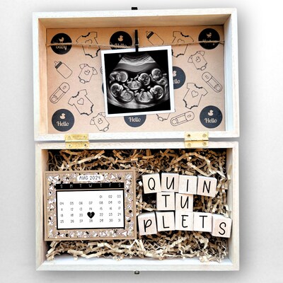 Pregnancy Announcement Gift Box Engraved Personalized Keepsake Parents To Be Baby Coming Soon Expecting Reveal for Daddy and Grandparents - image6